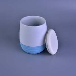 Fancy Rubber Painted Color Glazed Ceramic Candle Jar With Lid