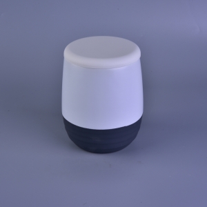 Fancy Rubber Painted Color Glazed Ceramic Candle Jar With Lid