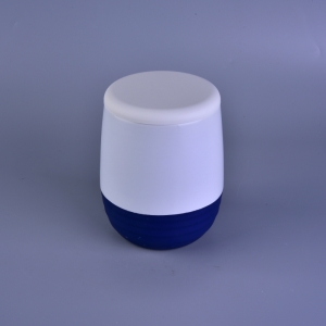 Fancy Rubber Painted Color Glazed Ceramic Candle Jar With Lid
