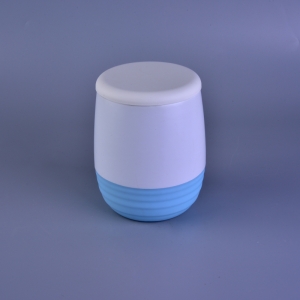 Fancy Rubber Painted Color Glazed Ceramic Candle Jar With Lid