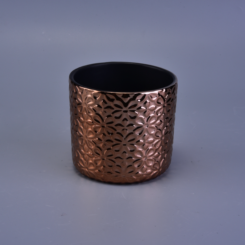 Hot selling coopery brown glazing ceramic candle jars for christmas Hot selling coopery brown glazing ceramic candle jars for christmas