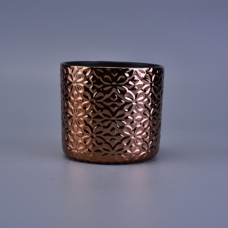 Hot selling coopery brown glazing ceramic candle jars for christmas Hot selling coopery brown glazing ceramic candle jars for christmas