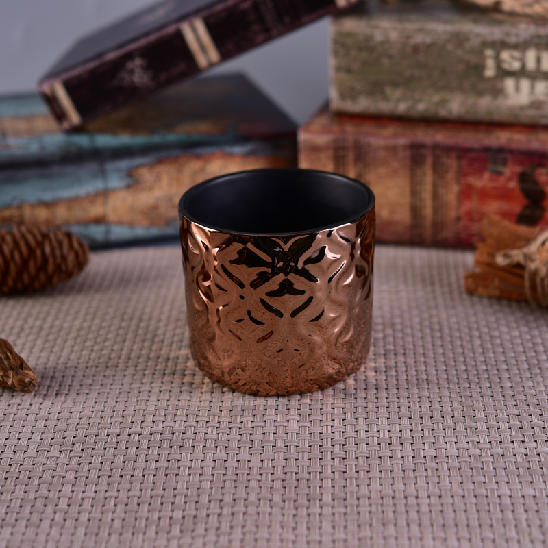 Hot selling coopery brown glazing ceramic candle jars for christmas Hot selling coopery brown glazing ceramic candle jars for christmas