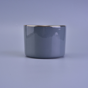 Gold Rim Ceramic Candle Vessel