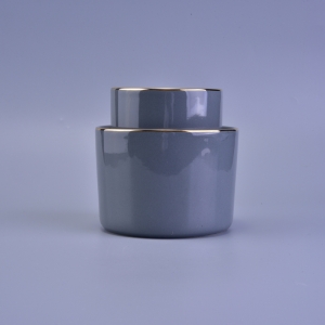 Gold Rim Ceramic Candle Vessel