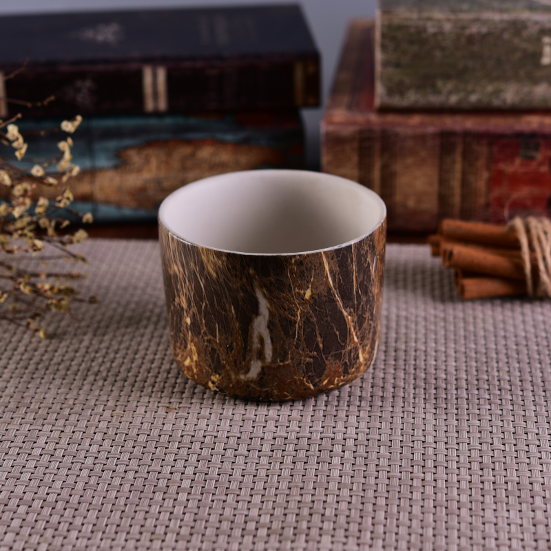 Hydrographics transfer printing home decoration ceramic candle holder for wholesale Hydrographics transfer printing home decoration ceramic candle holder for wholesale