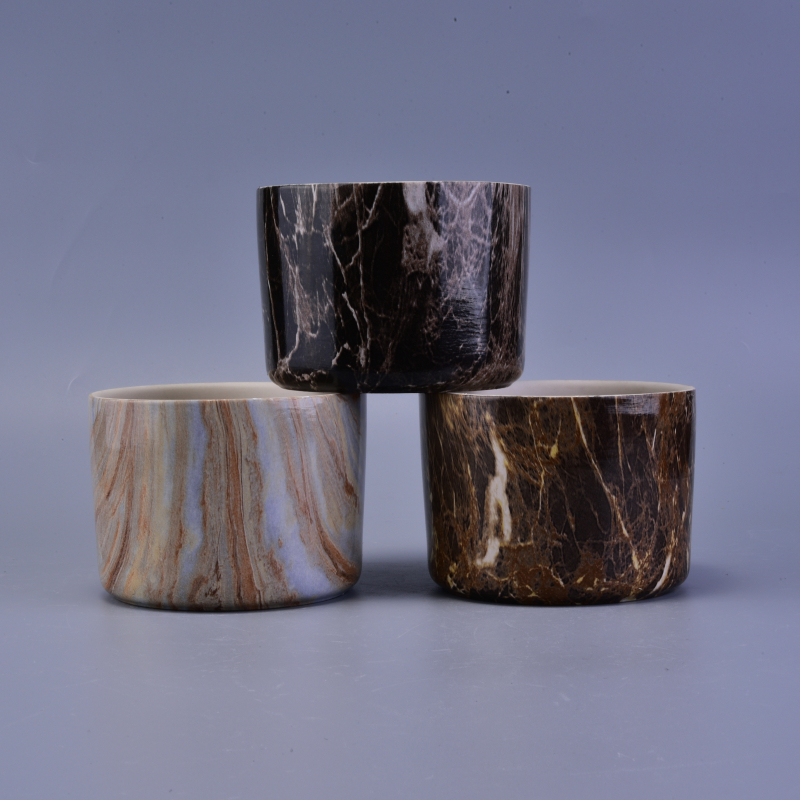 Hydrographics transfer printing home decoration ceramic candle holder for wholesale Hydrographics transfer printing home decoration ceramic candle holder for wholesale
