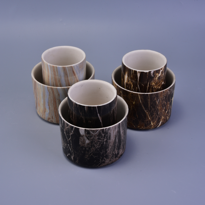 Hydrographics transfer printing home decoration ceramic candle holder for wholesale Hydrographics transfer printing home decoration ceramic candle holder for wholesale
