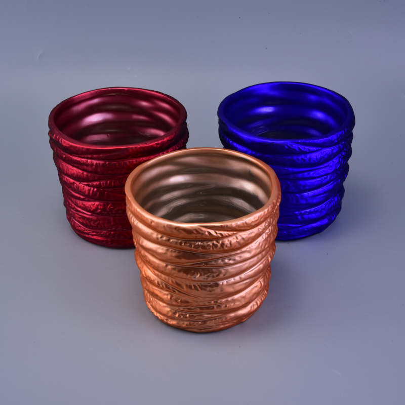 Decorative Banded Shining Colorful Coating Cylinder Ceramic Candle Holder
