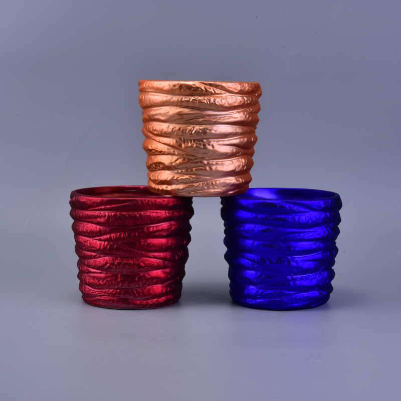 Decorative Banded Shining Colorful Coating Cylinder Ceramic Candle Holder