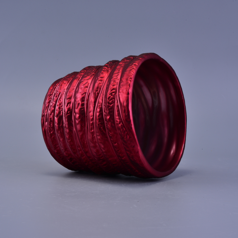 Decorative Banded Shining Colorful Coating Cylinder Ceramic Candle Holder