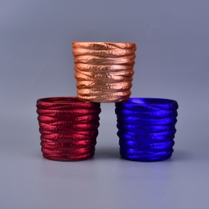 Pandekorasyon na Banded Shining Colorful Coating Cylinder Ceramic Candle Holder