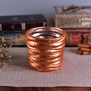 Pandekorasyon na Banded Shining Colorful Coating Cylinder Ceramic Candle Holder
