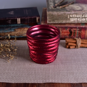 Pandekorasyon na Banded Shining Colorful Coating Cylinder Ceramic Candle Holder