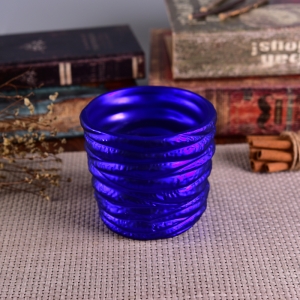 Pandekorasyon na Banded Shining Colorful Coating Cylinder Ceramic Candle Holder