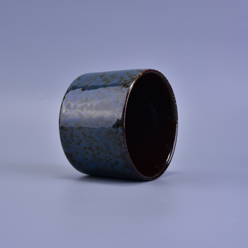 Transmutation glazed ceramic candle jar wholesale