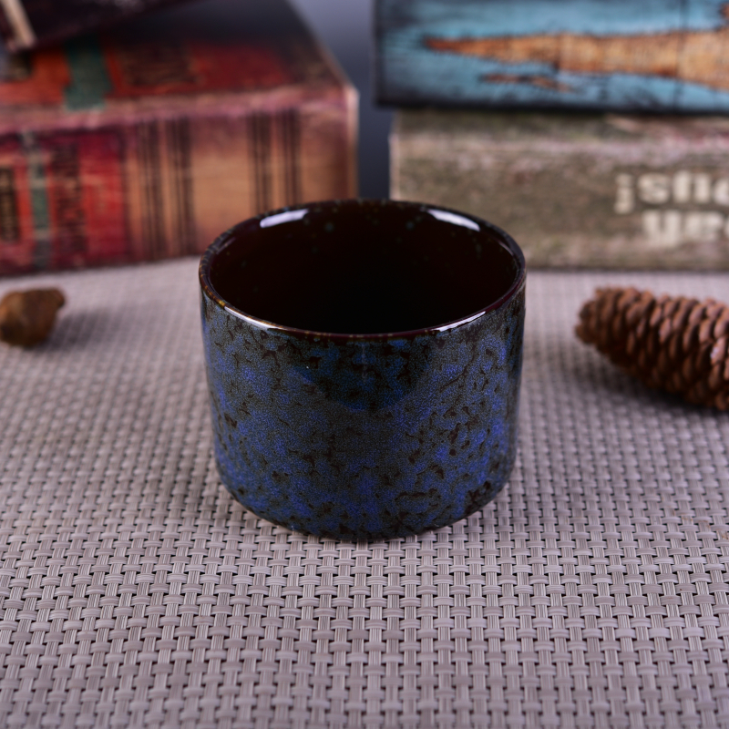 Transmutation glazed ceramic candle jar wholesale