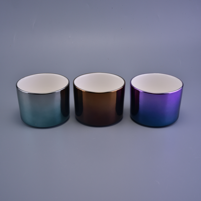 Shining Glazed Colorful Ceramic Candle Container Wedding Decoration
