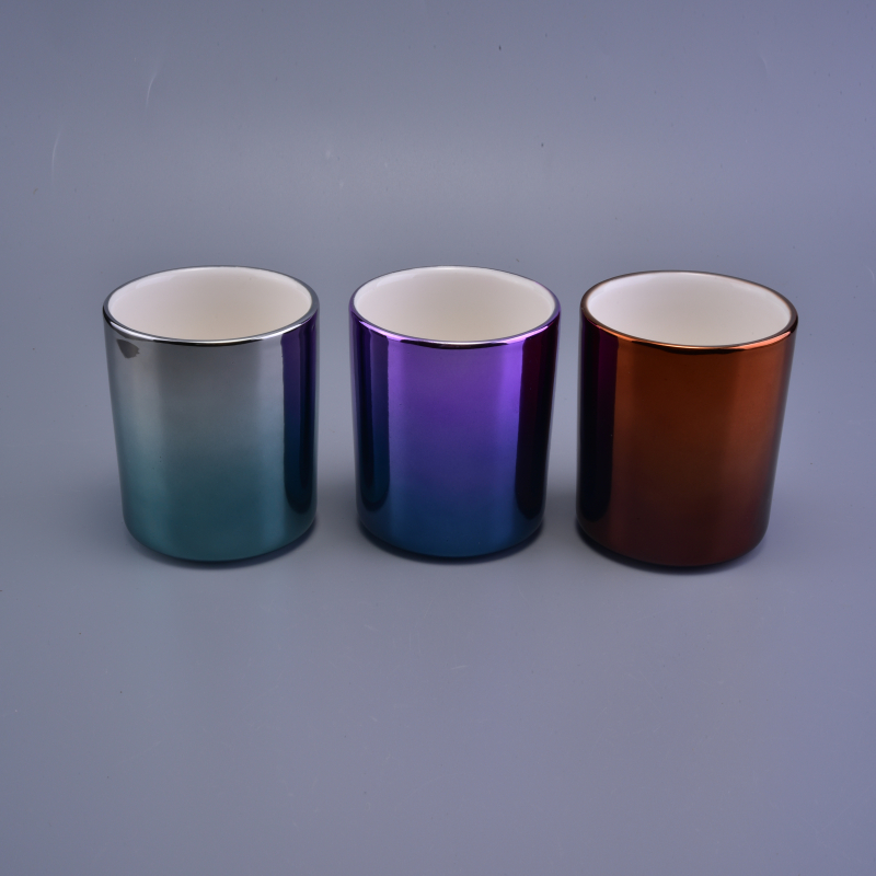 Luxury gradient electroplating color candle holder for ceramic candle vessels Luxury gradient electroplating color candle holder for ceramic candle vessels