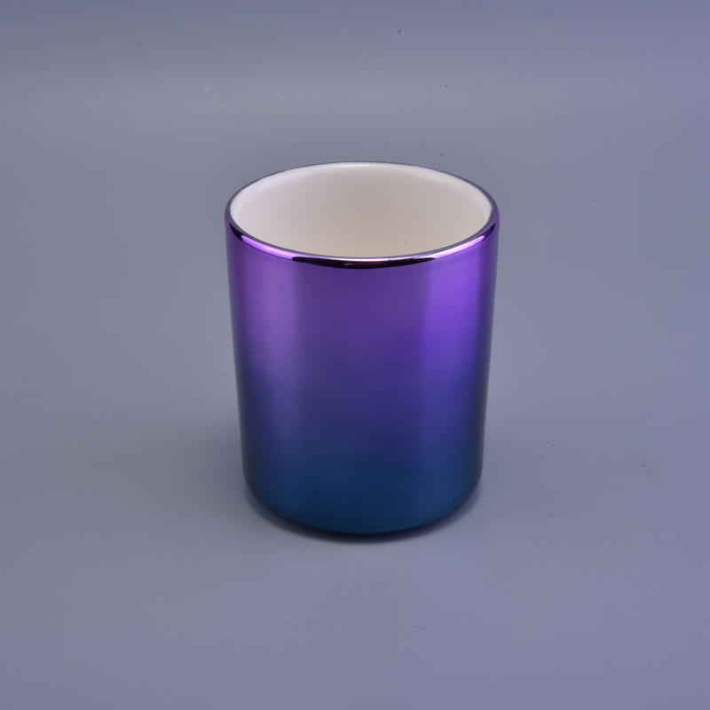 Luxury gradient electroplating color candle holder for ceramic candle vessels Luxury gradient electroplating color candle holder for ceramic candle vessels