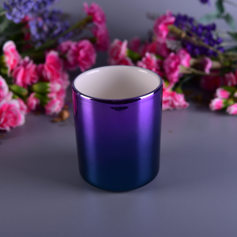 Luxury gradient electroplating color candle holder for ceramic candle vessels Luxury gradient electroplating color candle holder for ceramic candle vessels