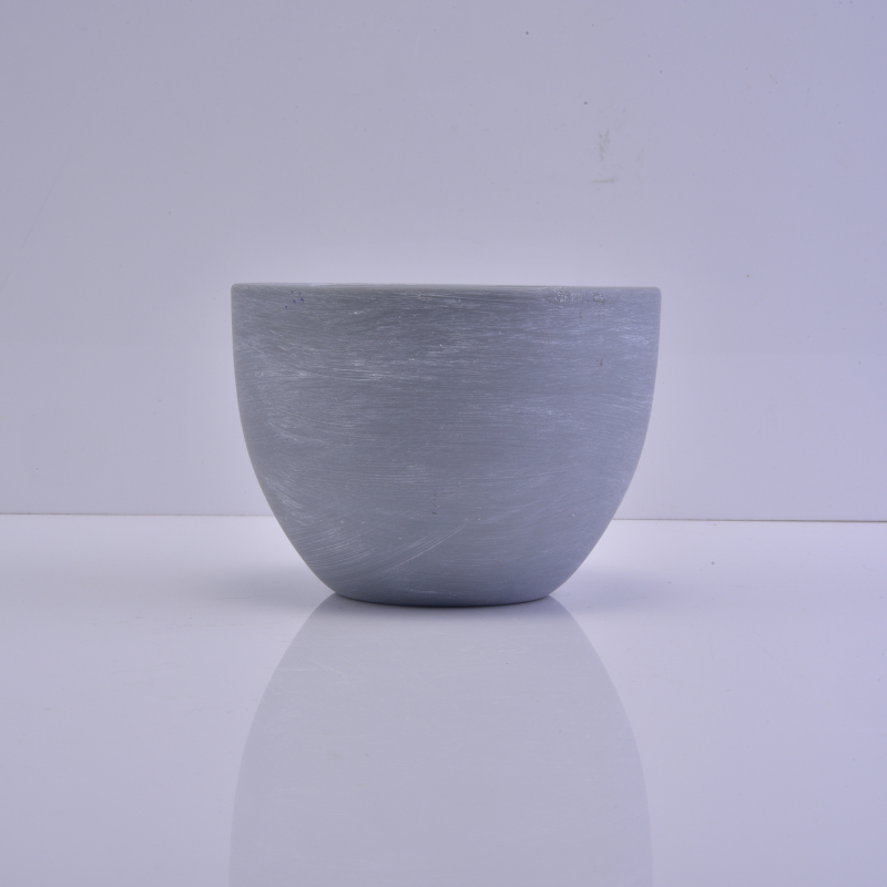 Grey round container ceramic candle holder