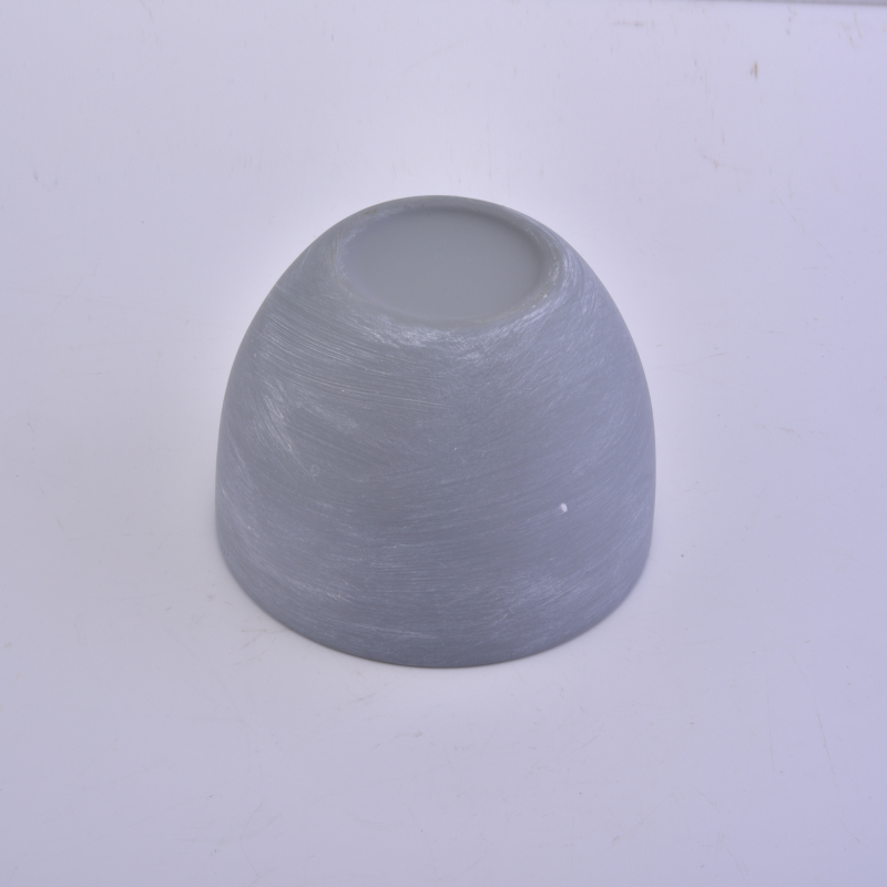 Grey round container ceramic candle holder