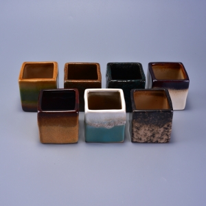 Rainbow Colorful Decorative Ceramic Candle Vessel Square