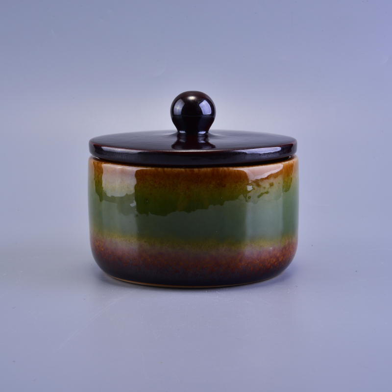 490ml Rainbow Smooth Wedding Decorative Ceramic Candle Holder with Lid