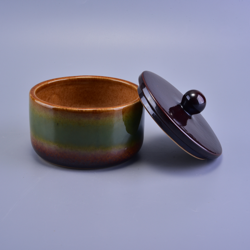 490ml Rainbow Smooth Wedding Decorative Ceramic Candle Holder with Lid