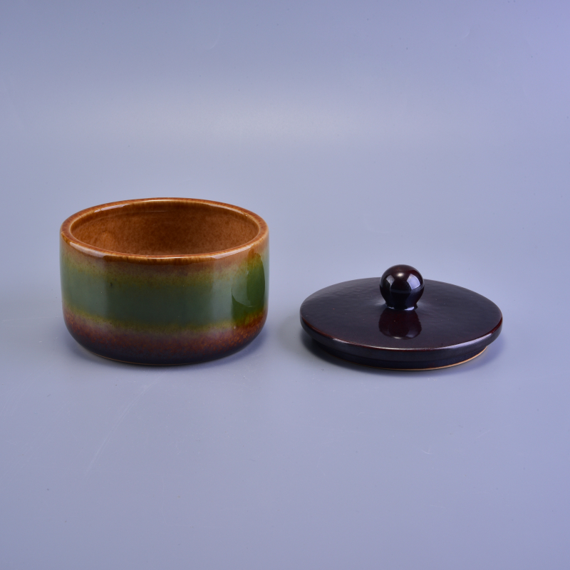 490ml Rainbow Smooth Wedding Decorative Ceramic Candle Holder with Lid