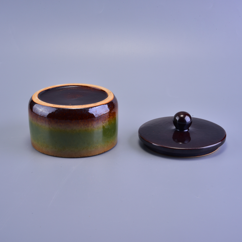 490ml Rainbow Smooth Wedding Decorative Ceramic Candle Holder with Lid