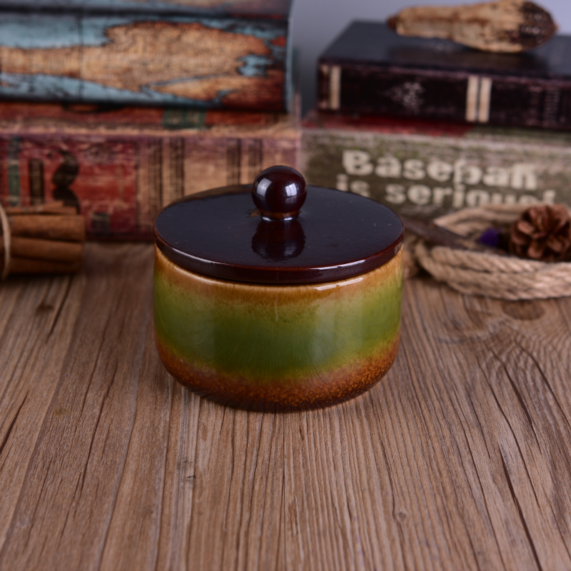 490ml Rainbow Smooth Wedding Decorative Ceramic Candle Holder with Lid