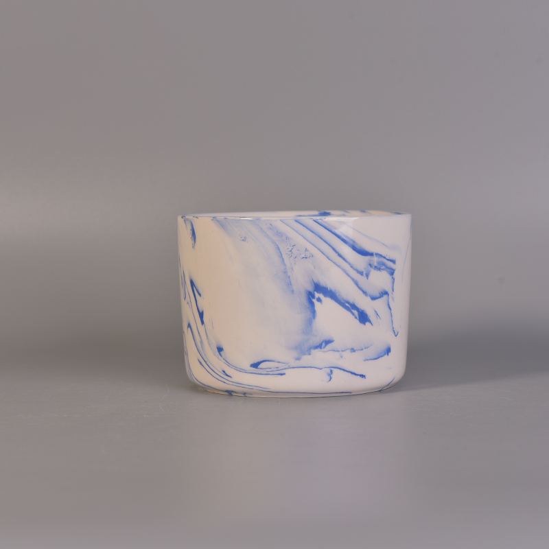 Home decoration marble glazed ceramic candle jars