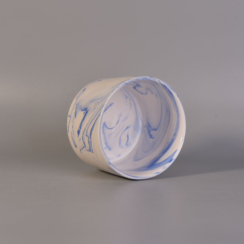 Home decoration marble glazed ceramic candle jars