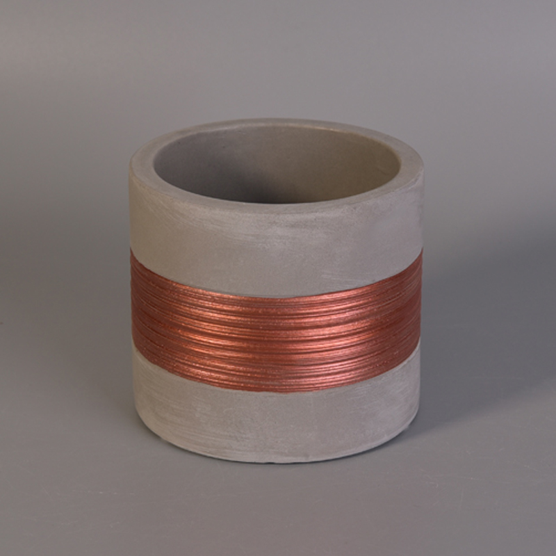 Wholesale handmade half rose gold plating concrete candle holders
