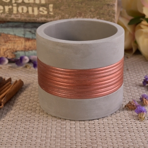 Wholesale handmade half rose gold plating concrete candle holders