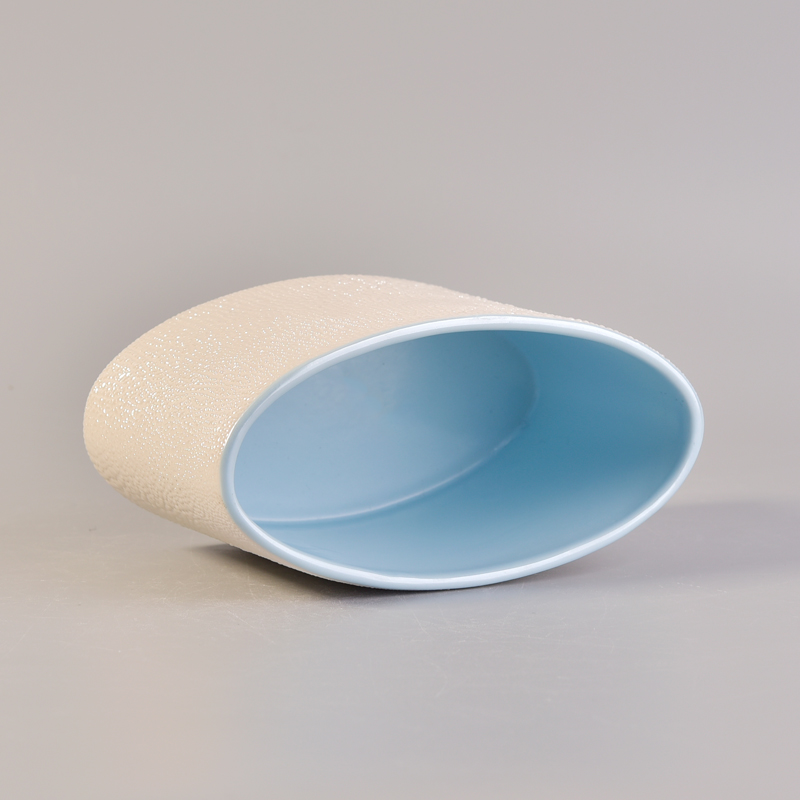 Pearl dot glazed ellipse ceramic soy wax candle holders