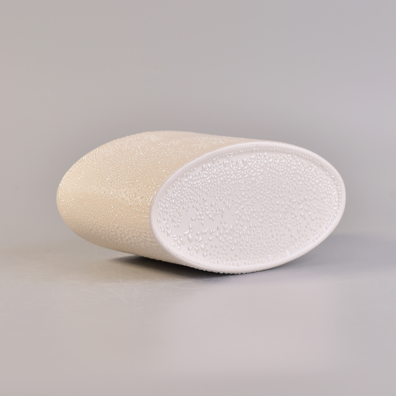 Pearl dot glazed ellipse ceramic soy wax candle holders