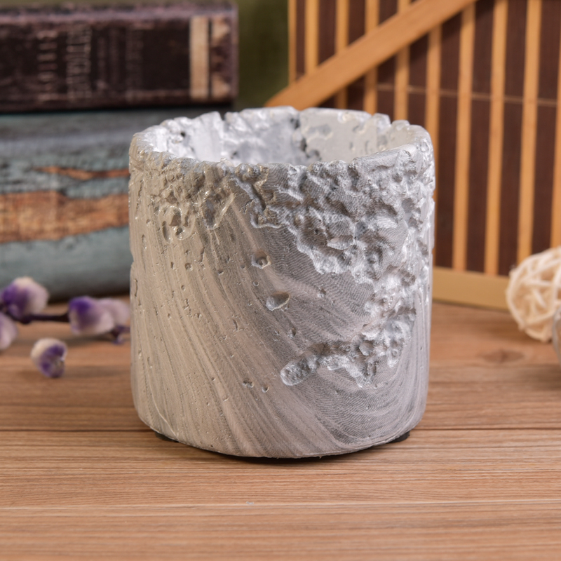 315ml Machine Made Color Sprayed Electroplated Glass Candle Holder for Wedding Decor Cylinder design marble effect concrete candle jar for home decor
