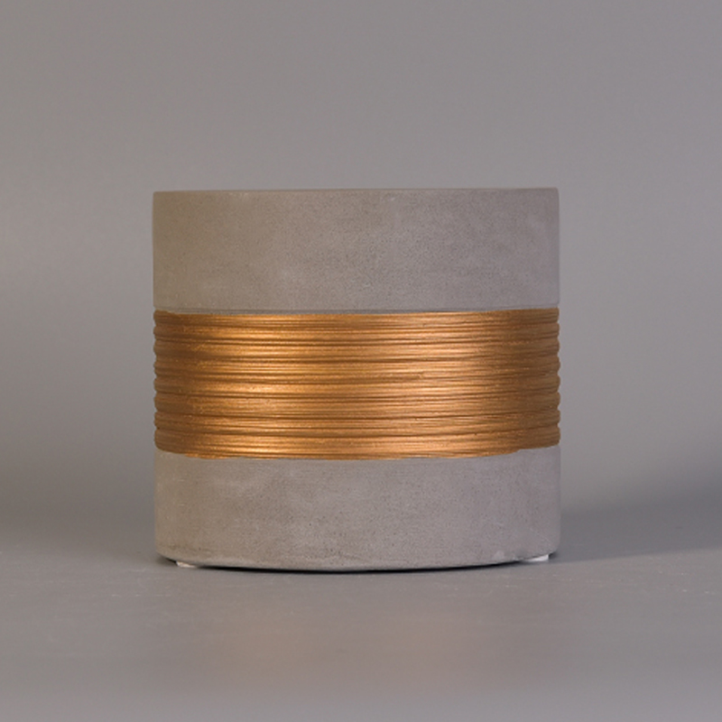 Vertical Concrete Candle Holders with Rose Golden Painting