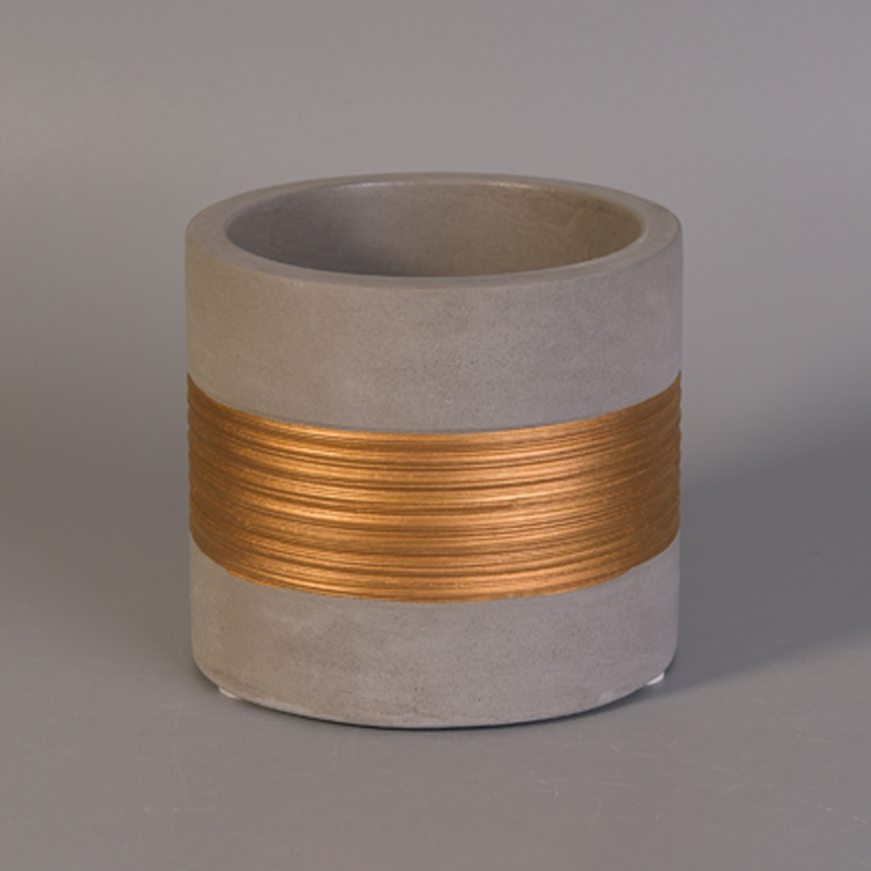 Vertical Concrete Candle Holders with Rose Golden Painting