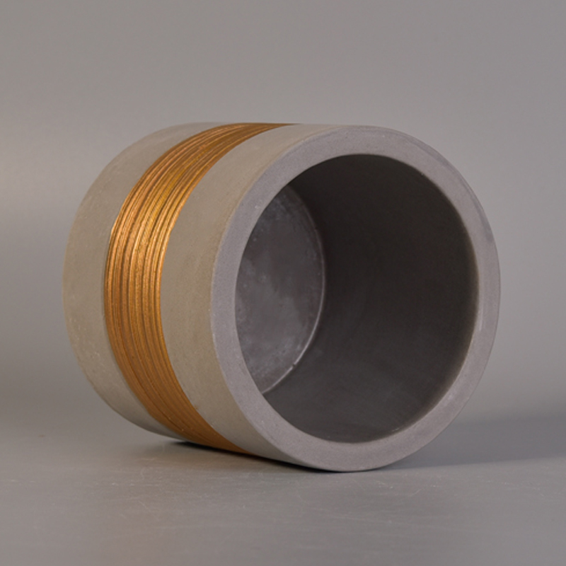 Vertical Concrete Candle Holders with Rose Golden Painting