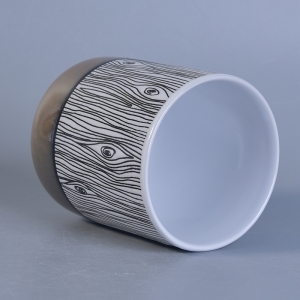 Kulay ng metal sa ilalim ng kahoy na butil ng glazing ceramic candle jar