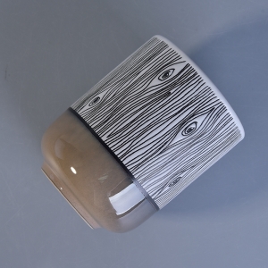Kulay ng metal sa ilalim ng kahoy na butil ng glazing ceramic candle jar