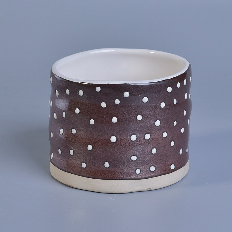 hand paint brown ceramic candle jar hand paint brown ceramic candle jar