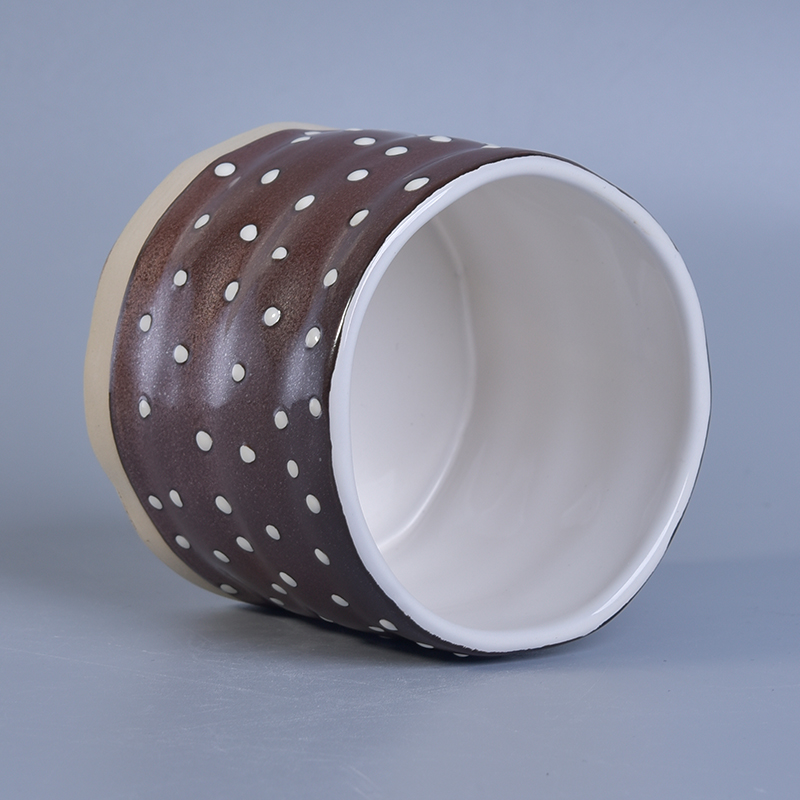 hand paint brown ceramic candle jar hand paint brown ceramic candle jar