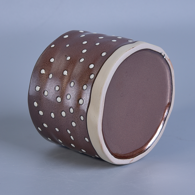 hand paint brown ceramic candle jar hand paint brown ceramic candle jar