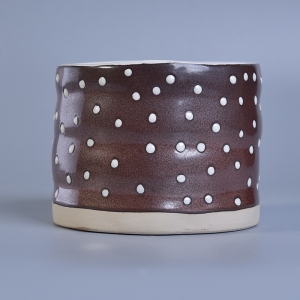 pintura ng kamay kayumanggi ceramic candle jar