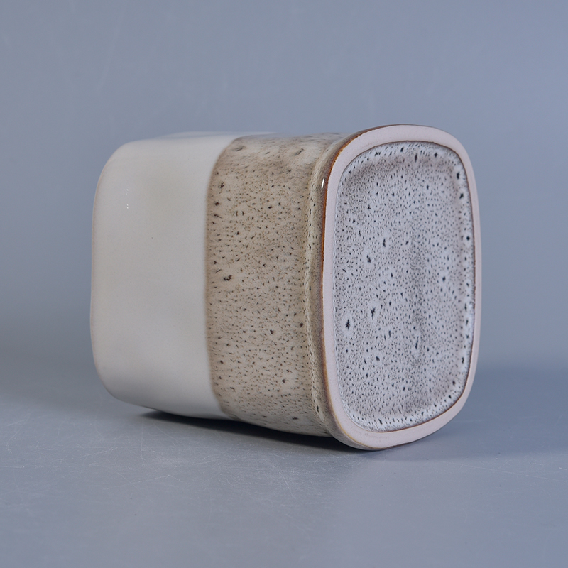 Reactive glaze square ceramic candle vessel